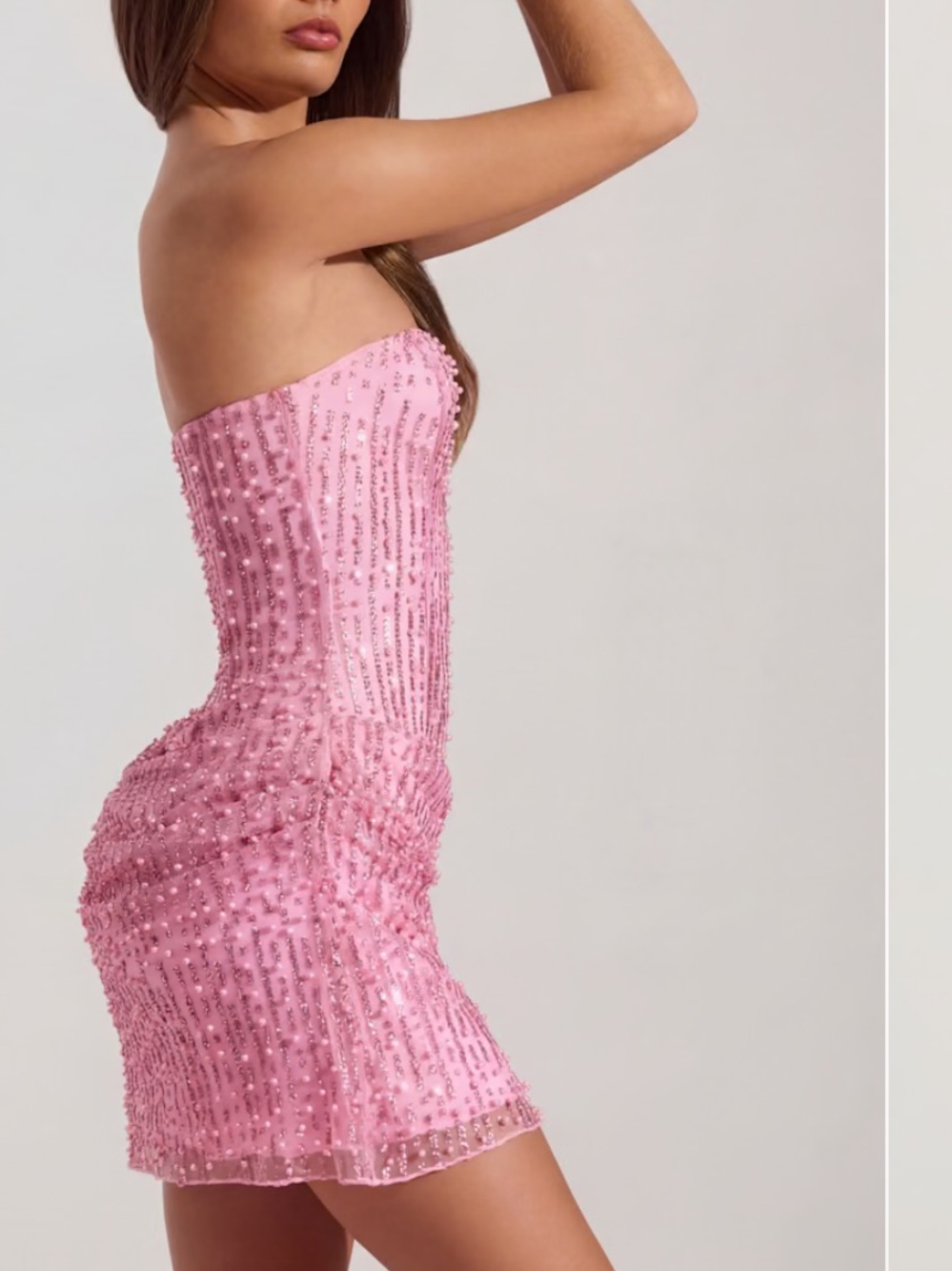 Oh Polly Pink Strapless Sequin Mini Dress - Picture 3 of 4